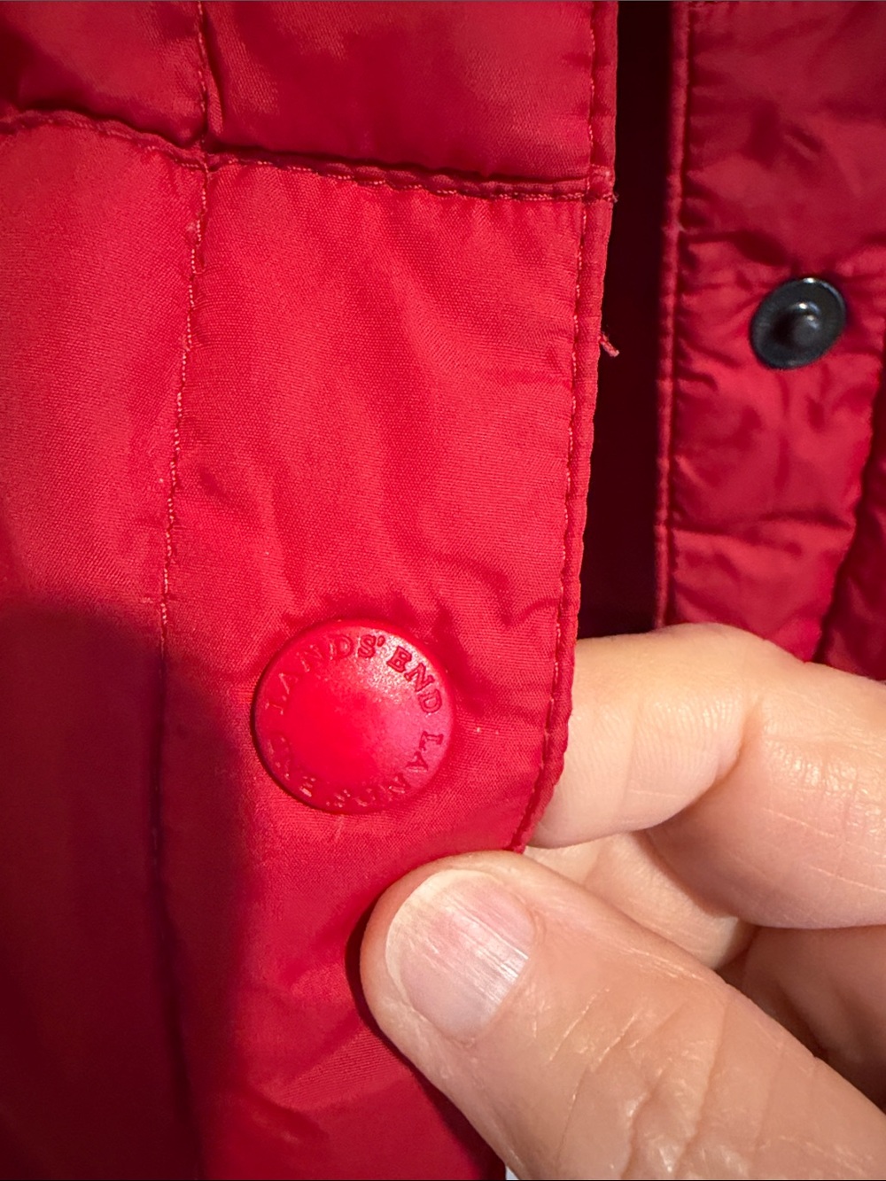Lands' End Red Quilted Down Vest with Stand Collar - Picture 4 of 5